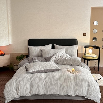 ab家纺 2024新款A类全棉三层纱提花四件套--米亚 米亚 灰