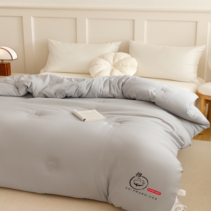 91家纺网 家纺一手货源 找家纺 卡派 2024新款水洗棉全棉新疆棉花被子被芯 P标-灰色