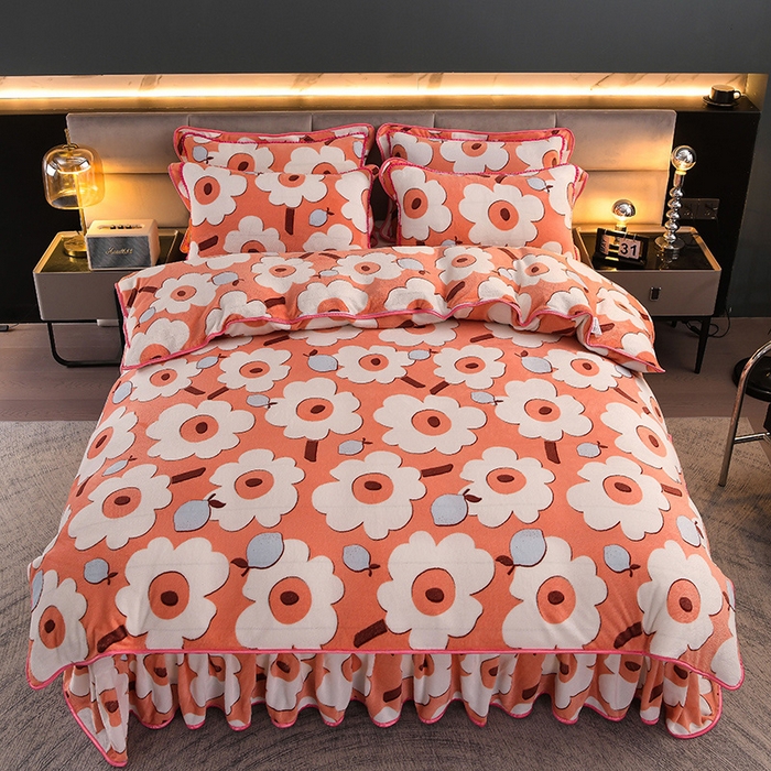 91家纺网 家纺一手货源 找家纺 绒品壹家家纺 2024新款5斤加厚金貂绒四件套 花满庭