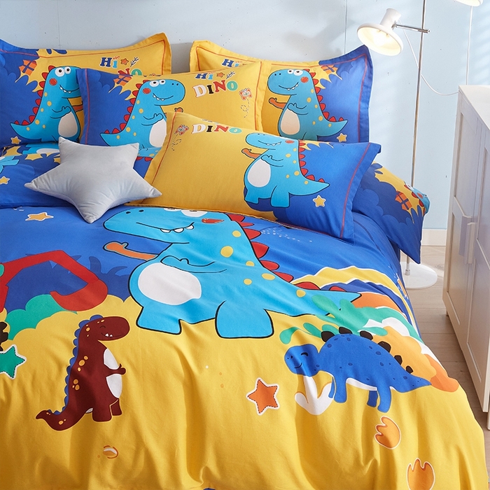 91家纺网 家纺一手货源 找家纺 格里芬家纺 2025新款全棉加厚大版磨毛纯棉磨毛四件套 恐龙游记