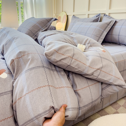 91家纺网 家纺一手货源 找家纺 （总）U品汇 2024新品喷气生态加厚长绒棉纯棉全棉磨毛印花四件套小清新床单床笠直播