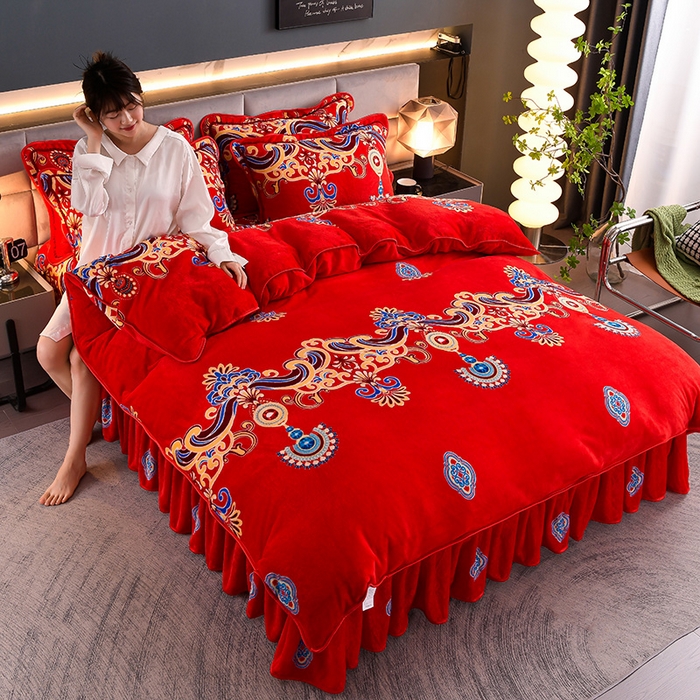 91家纺网 家纺一手货源 找家纺 绒品壹家家纺 2024新款5斤加厚金貂绒四件套 荣华富贵