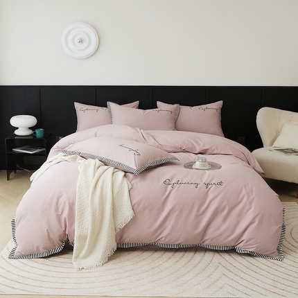 91家纺网 家纺一手货源 找家纺 （总）EH家居 2024新款全棉磨毛绣花西海岸风四件套