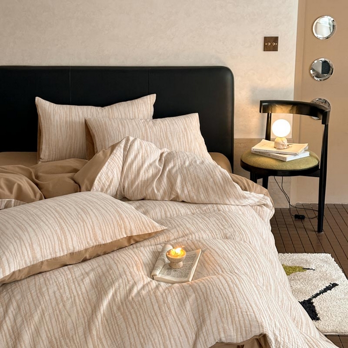 91家纺网 家纺一手货源 找家纺 ab家纺 2024新款A类全棉三层纱提花四件套--米亚 米亚  米咖