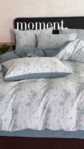 91家纺网 家纺一手货源 找家纺 2024新款A类全棉三层纱提花四件套--茵荔 茵荔-绿