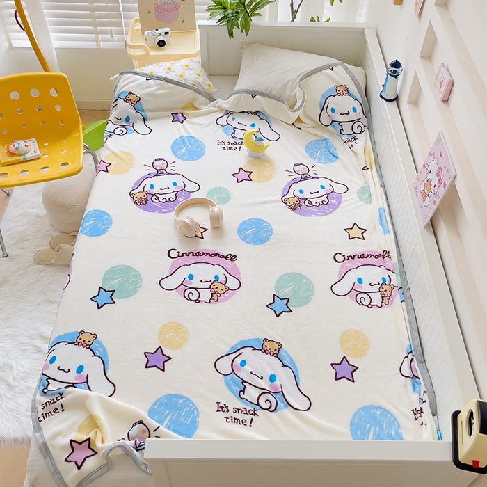 91家纺网 家纺一手货源 找家纺 海岛哥哥 2024新款双面牛奶绒盖毯正版三丽鸥授权系列毛毯 彩色涂鸦玉桂狗