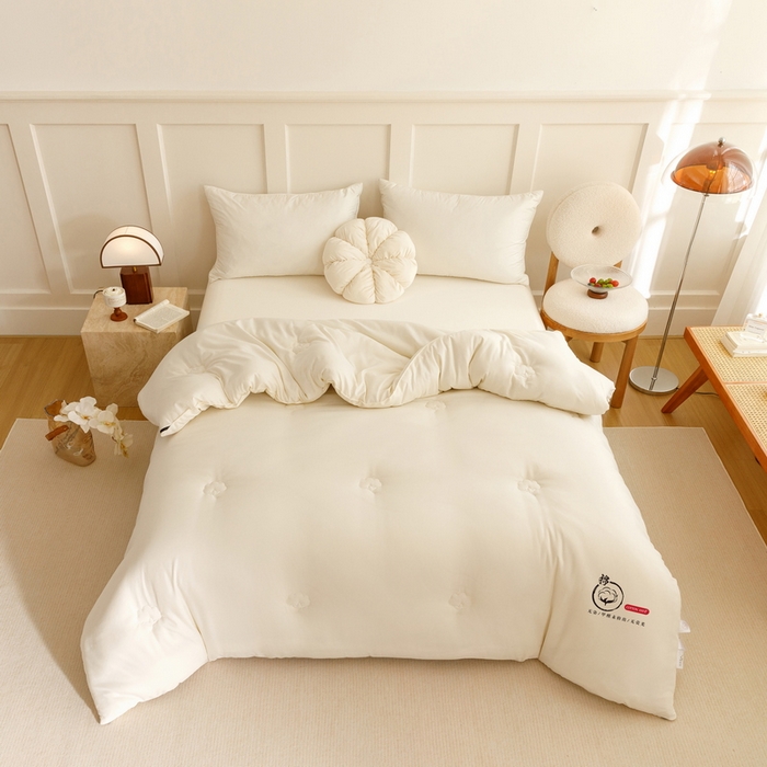 91家纺网 家纺一手货源 找家纺 卡派 2024新款水洗棉全棉新疆棉花被子被芯 P标-白色