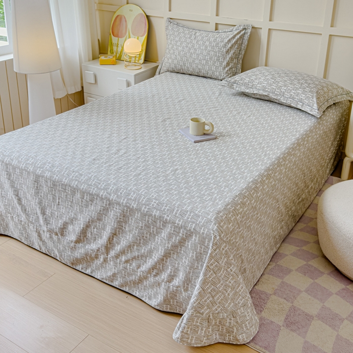 91家纺网 家纺一手货源 找家纺 U品汇 2024新品喷气生态加厚长绒棉纯棉全棉磨毛印花四件套小清新床单床笠直播 轻奢范灰