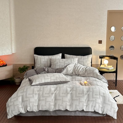 ab家纺 2024新款A类全棉三层纱提花四件套--奥德赛 奥德赛 -灰