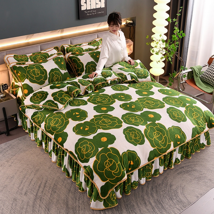 91家纺网 家纺一手货源 找家纺 绒品壹家家纺 2024新款5斤加厚金貂绒四件套 花花绿绿