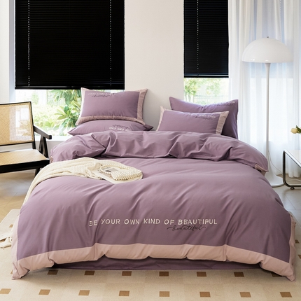 91家纺网 家纺一手货源 找家纺 EH家居 2024新款全棉磨毛四件套-知己系列 知己-紫