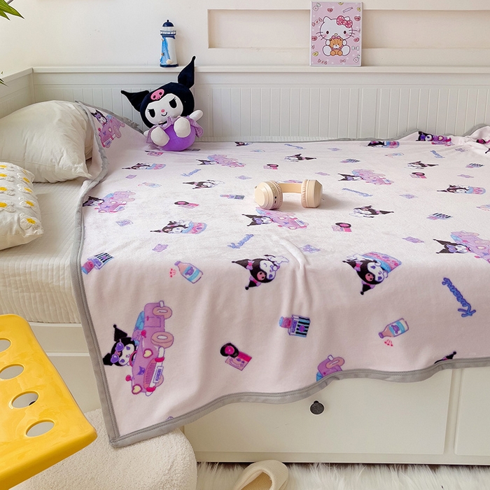 91家纺网 家纺一手货源 找家纺 海岛哥哥 2024新款双面牛奶绒盖毯正版三丽鸥授权系列毛毯 潮流库洛米