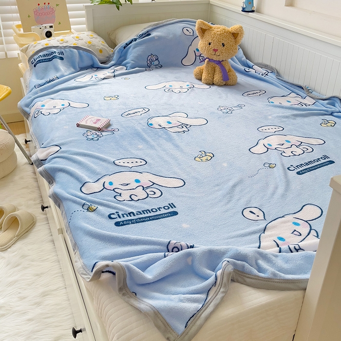 91家纺网 家纺一手货源 找家纺 海岛哥哥 2024新款双面牛奶绒盖毯正版三丽鸥授权系列毛毯 牛奶玉桂狗