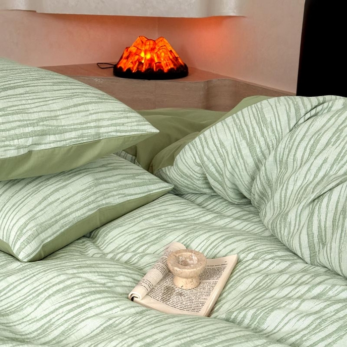 91家纺网 家纺一手货源 找家纺 ab家纺 2024新款A类全棉三层纱提花四件套--米亚 米亚  绿