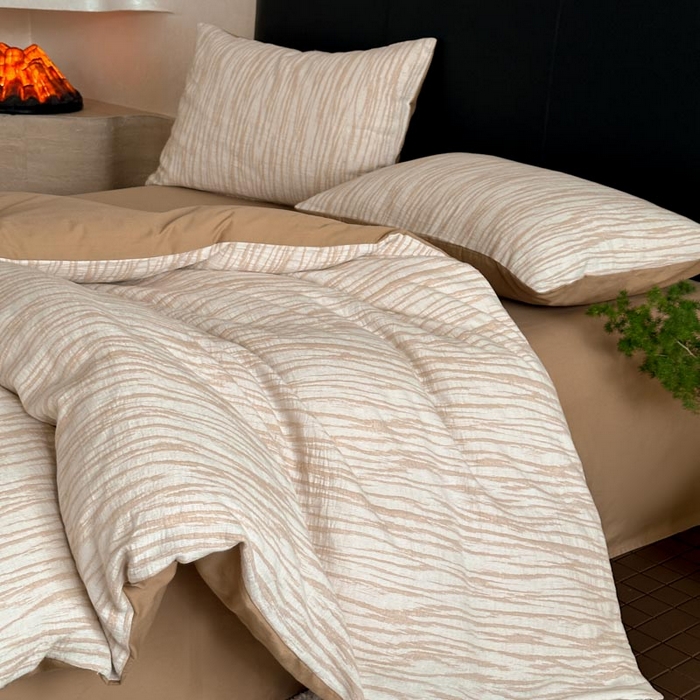 91家纺网 家纺一手货源 找家纺 ab家纺 2024新款A类全棉三层纱提花四件套--米亚 米亚  米咖