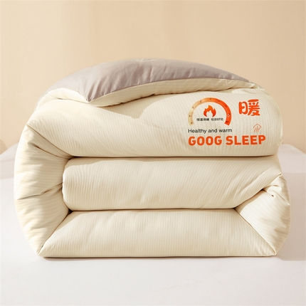 91家纺网 家纺一手货源 找家纺 换种生活 2024新款A类泡泡棉羽丝绒暖系列冬被 泡泡-米黄+浅灰