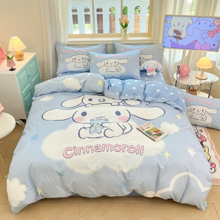 桃子家居 2024纯棉大版三丽鸥卡通平网印花系列四件套 棉大版-D玩偶玉桂狗
