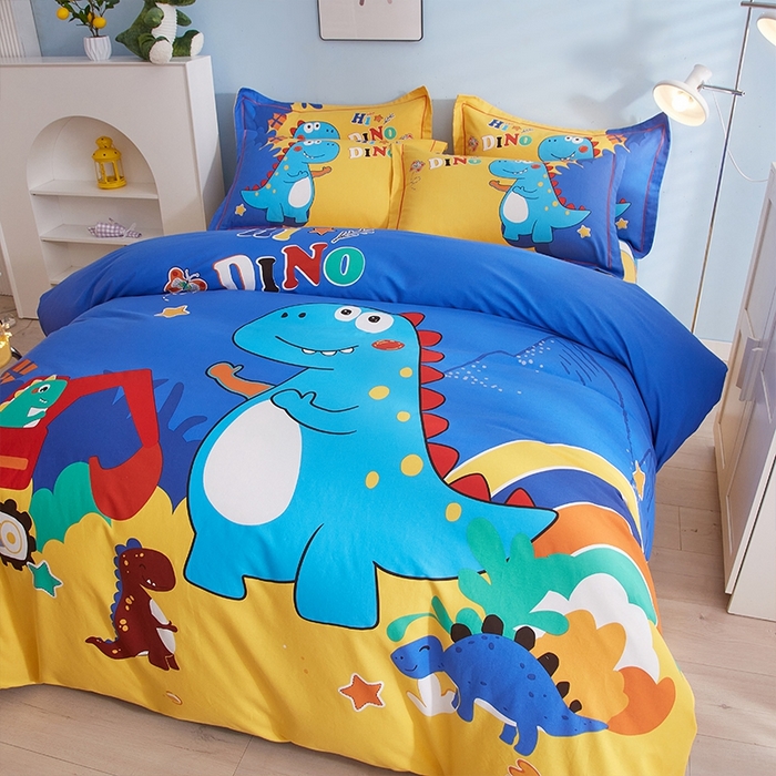 91家纺网 家纺一手货源 找家纺 格里芬家纺 2025新款全棉加厚大版磨毛纯棉磨毛四件套 恐龙游记