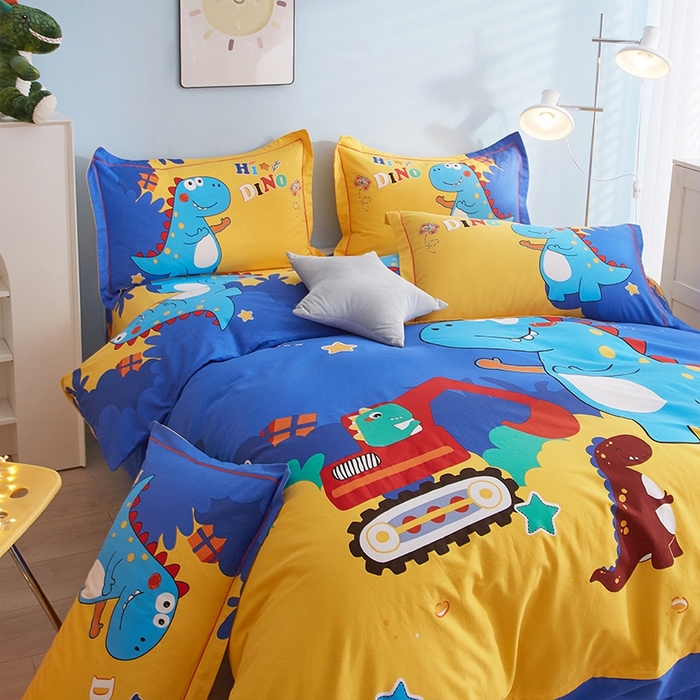 91家纺网 家纺一手货源 找家纺 格里芬家纺 2025新款全棉加厚大版磨毛纯棉磨毛四件套 恐龙游记