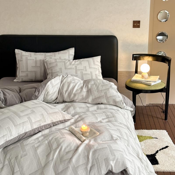 91家纺网 家纺一手货源 找家纺 ab家纺 2024新款A类全棉三层纱提花四件套--奥德赛 奥德赛 -灰