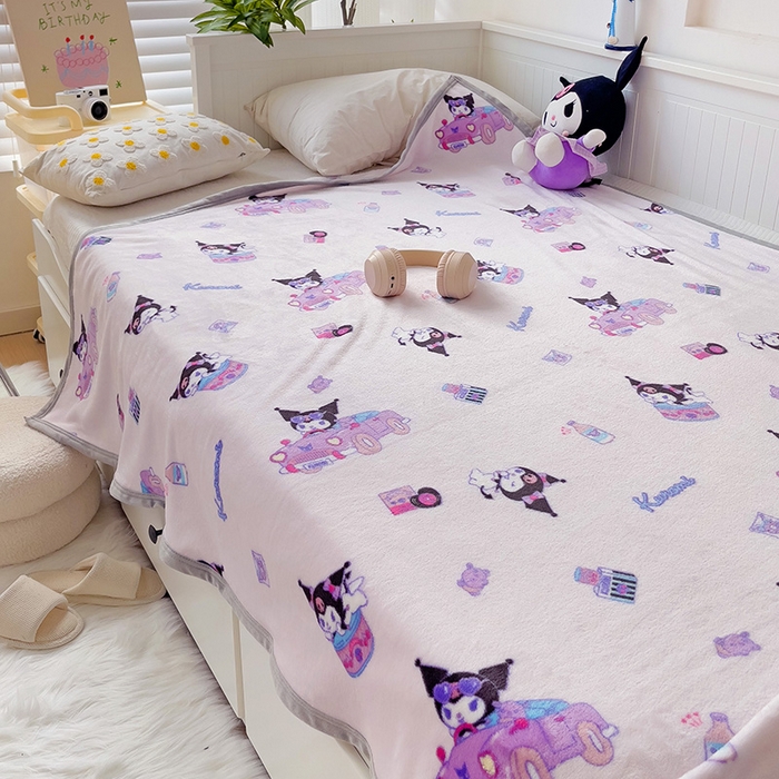 91家纺网 家纺一手货源 找家纺 海岛哥哥 2024新款双面牛奶绒盖毯正版三丽鸥授权系列毛毯 潮流库洛米