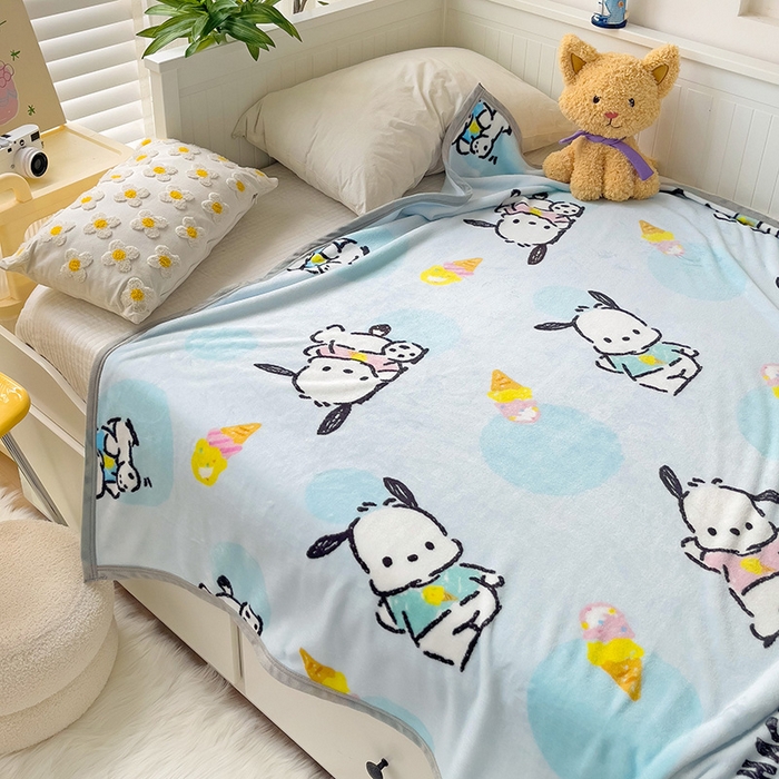 91家纺网 家纺一手货源 找家纺 海岛哥哥 2024新款双面牛奶绒盖毯正版三丽鸥授权系列毛毯 甜筒帕恰狗