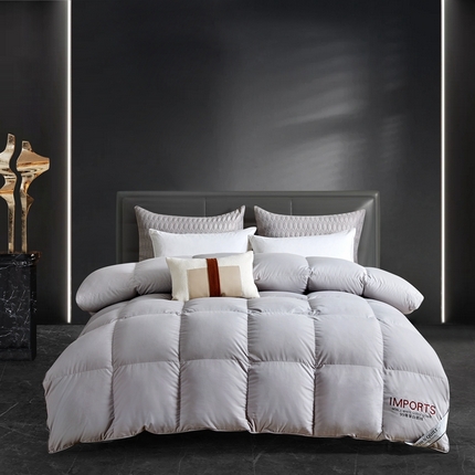 91家纺网 家纺一手货源 找家纺 华盛羽绒被 2024新款糯棉羽绒被糯感静音羽毛被 糯棉鹅绒被高级灰
