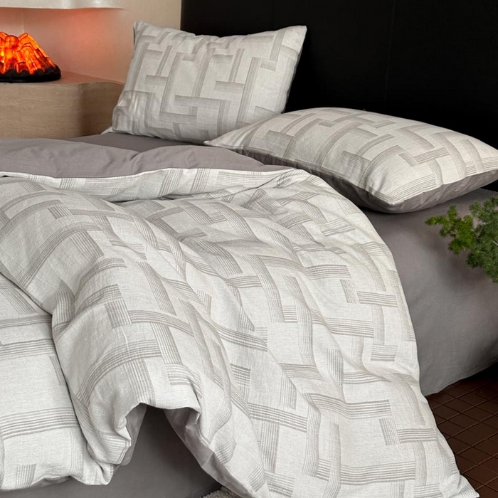 91家纺网 家纺一手货源 找家纺 ab家纺 2024新款A类全棉三层纱提花四件套--奥德赛 奥德赛 -灰