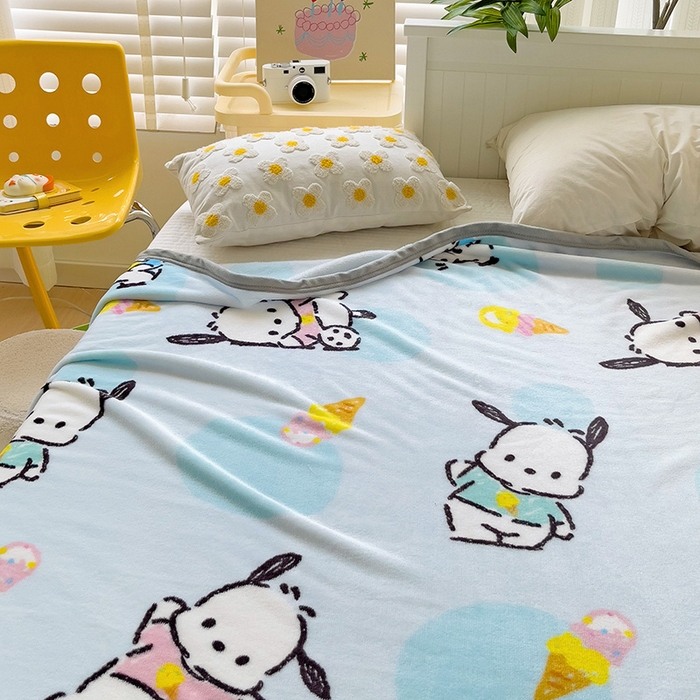 91家纺网 家纺一手货源 找家纺 海岛哥哥 2024新款双面牛奶绒盖毯正版三丽鸥授权系列毛毯 甜筒帕恰狗