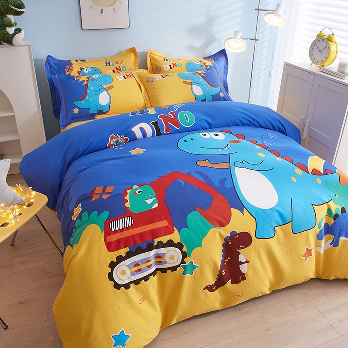 91家纺网 家纺一手货源 找家纺 格里芬家纺 2025新款全棉加厚大版磨毛纯棉磨毛四件套 恐龙游记