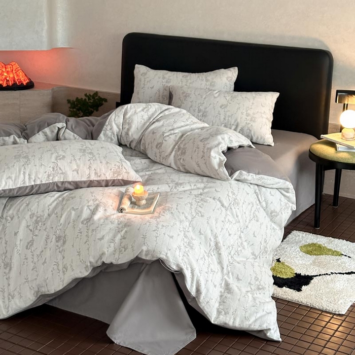 91家纺网 家纺一手货源 找家纺 2024新款A类全棉三层纱提花四件套--茵荔 茵荔-灰