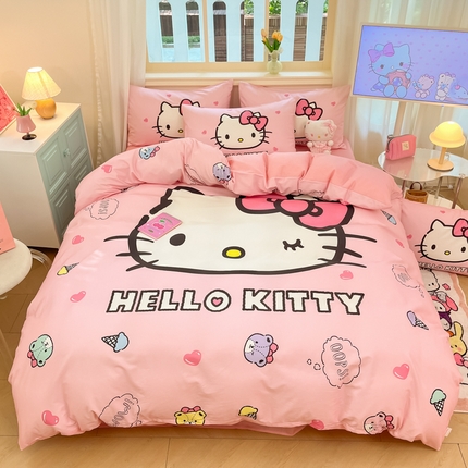 桃子家居 2024纯棉大版三丽鸥卡通平网印花系列四件套 棉大版-D甜甜kt