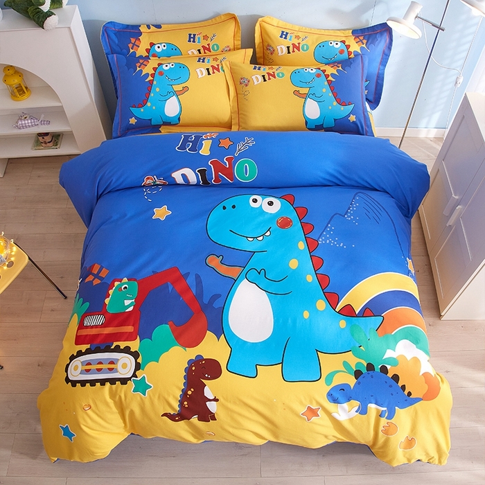 91家纺网 家纺一手货源 找家纺 格里芬家纺 2025新款全棉加厚大版磨毛纯棉磨毛四件套 恐龙游记