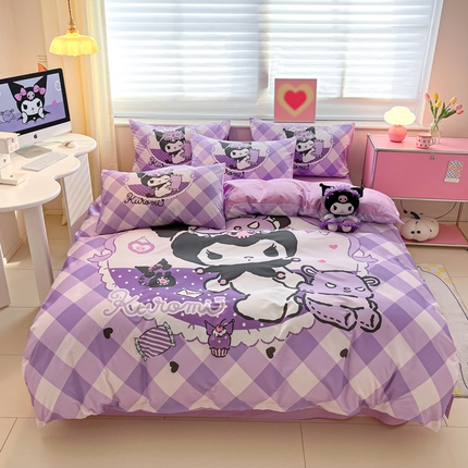 桃子家居 2024纯棉大版三丽鸥卡通平网印花系列四件套 棉大版-D信封库洛米
