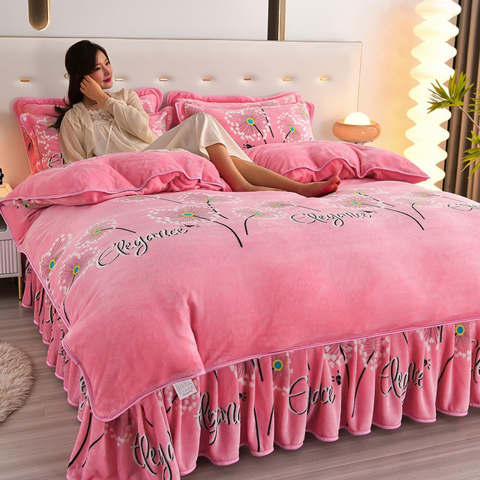 91家纺网 家纺一手货源 找家纺 绒品壹家家纺 2024新款5斤加厚金貂绒四件套 蒲公英