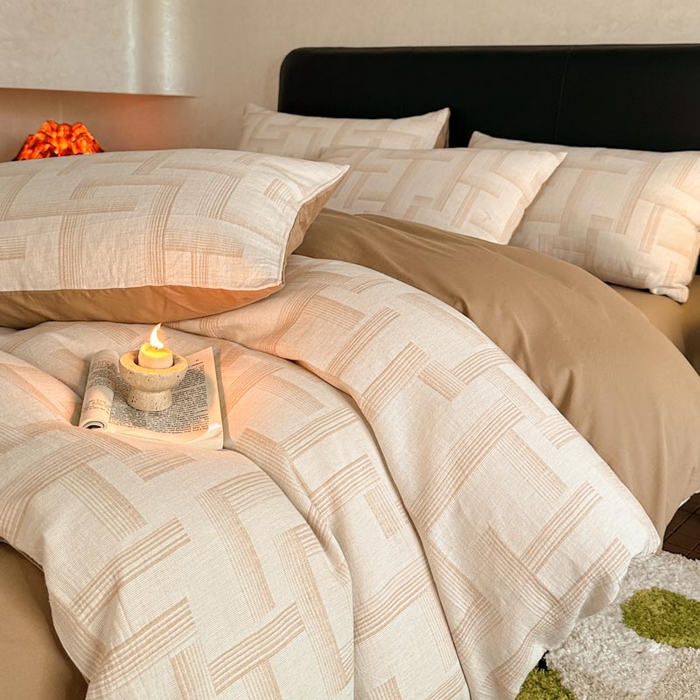 91家纺网 家纺一手货源 找家纺 ab家纺 2024新款A类全棉三层纱提花四件套--奥德赛 奥德赛 米咖