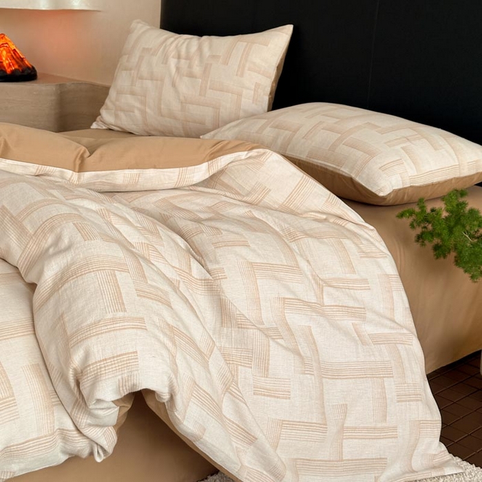 91家纺网 家纺一手货源 找家纺 ab家纺 2024新款A类全棉三层纱提花四件套--奥德赛 奥德赛 米咖