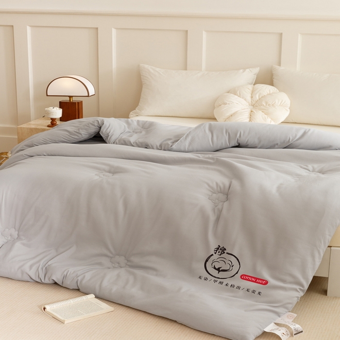 91家纺网 家纺一手货源 找家纺 卡派 2024新款水洗棉全棉新疆棉花被子被芯 P标-灰色