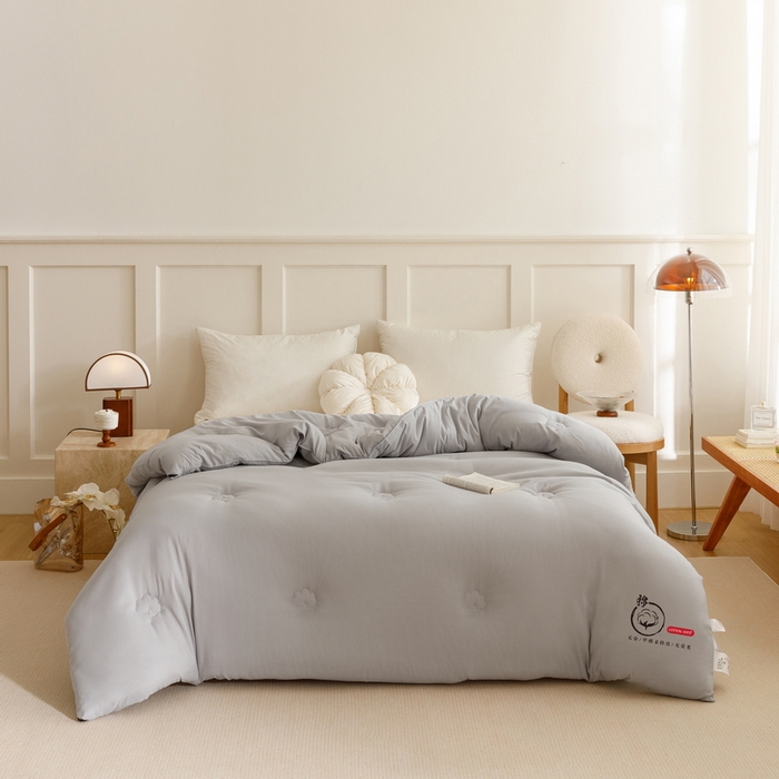 91家纺网 家纺一手货源 找家纺 卡派 2024新款水洗棉全棉新疆棉花被子被芯 P标-灰色