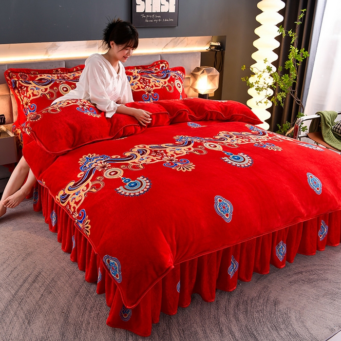 91家纺网 家纺一手货源 找家纺 绒品壹家家纺 2024新款5斤加厚金貂绒四件套 荣华富贵