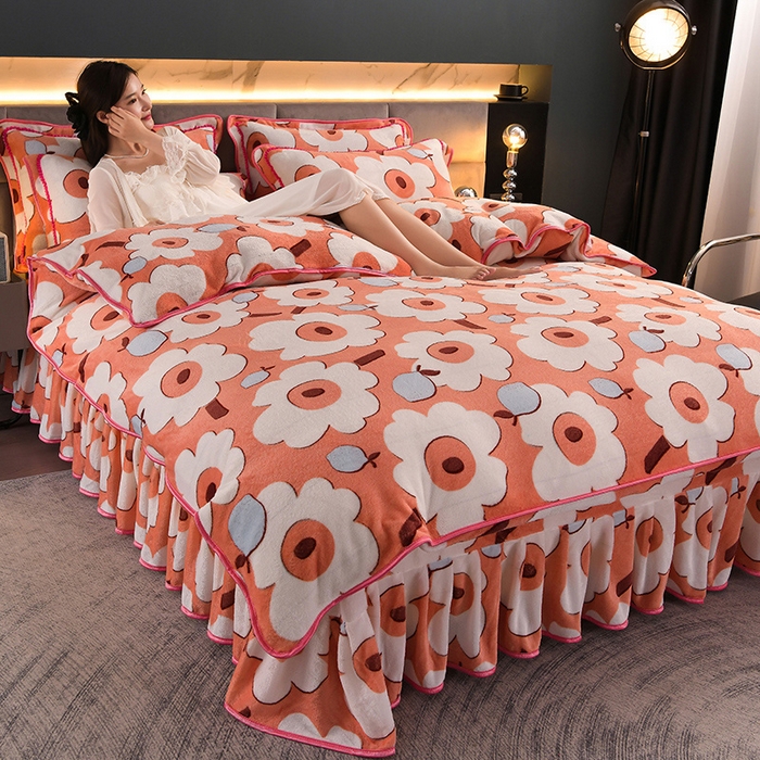 91家纺网 家纺一手货源 找家纺 绒品壹家家纺 2024新款5斤加厚金貂绒四件套 花满庭