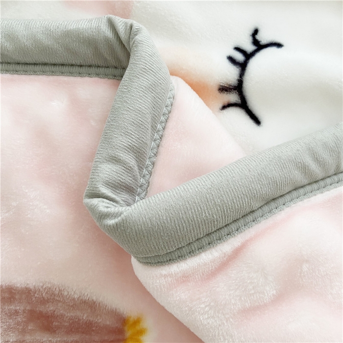 91家纺网 家纺一手货源 找家纺 卡奥家纺 2024新款大版双层卡通云貂绒毛毯学生毯 爱羊羊