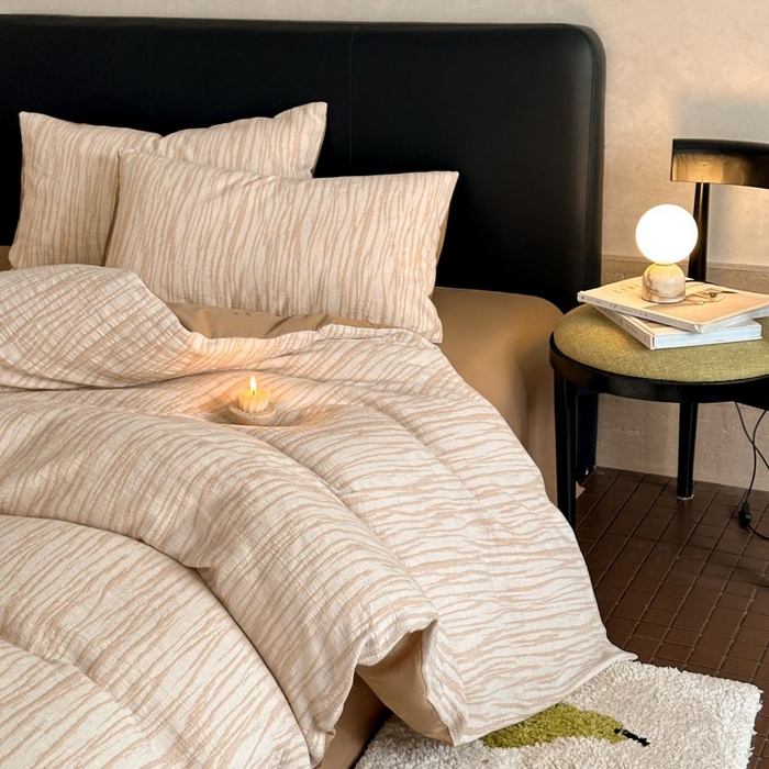 91家纺网 家纺一手货源 找家纺 ab家纺 2024新款A类全棉三层纱提花四件套--米亚 米亚  米咖