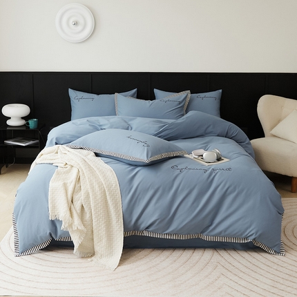 91家纺网 家纺一手货源 找家纺 （总）EH家居 2024新款全棉磨毛绣花西海岸风四件套