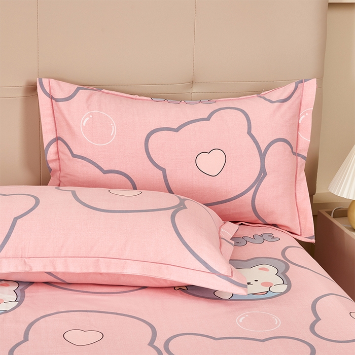 91家纺网 家纺一手货源 找家纺 U品汇 2024新品喷气生态加厚长绒棉纯棉全棉磨毛印花四件套小清新床单床笠直播 仙女兔-粉