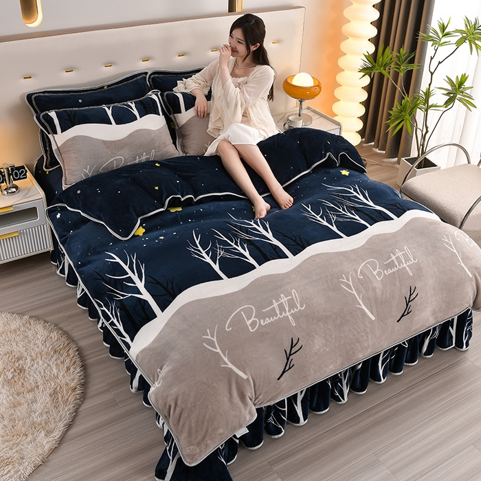 91家纺网 家纺一手货源 找家纺 绒品壹家家纺 2024新款5斤加厚金貂绒四件套 星空森林