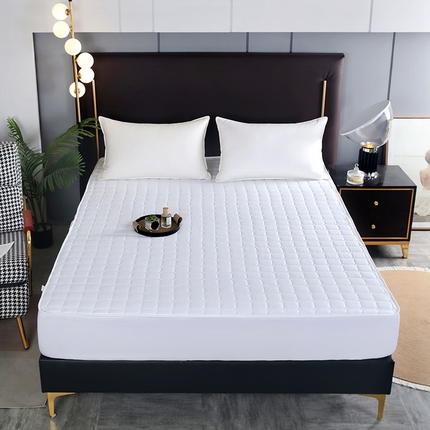 （总）2024新款五星级酒店布草宾馆床上用品纯白夹棉床笠式保护垫床褥垫隔脏垫