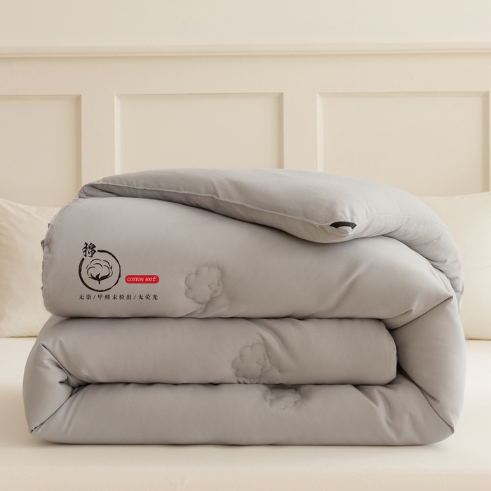 91家纺网 家纺一手货源 找家纺 卡派 2024新款水洗棉全棉新疆棉花被子被芯 P标-灰色