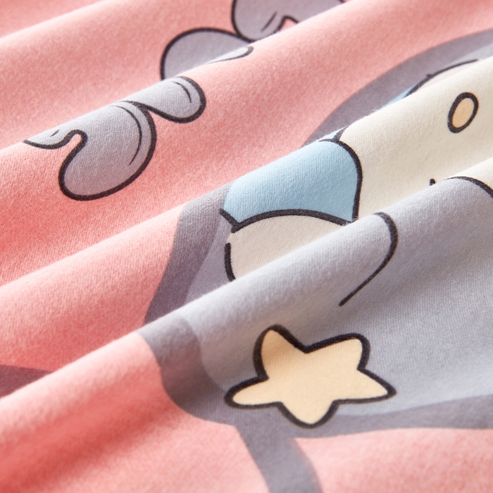 91家纺网 家纺一手货源 找家纺 U品汇 2024新品喷气生态加厚长绒棉纯棉全棉磨毛印花四件套小清新床单床笠直播 仙女兔-粉