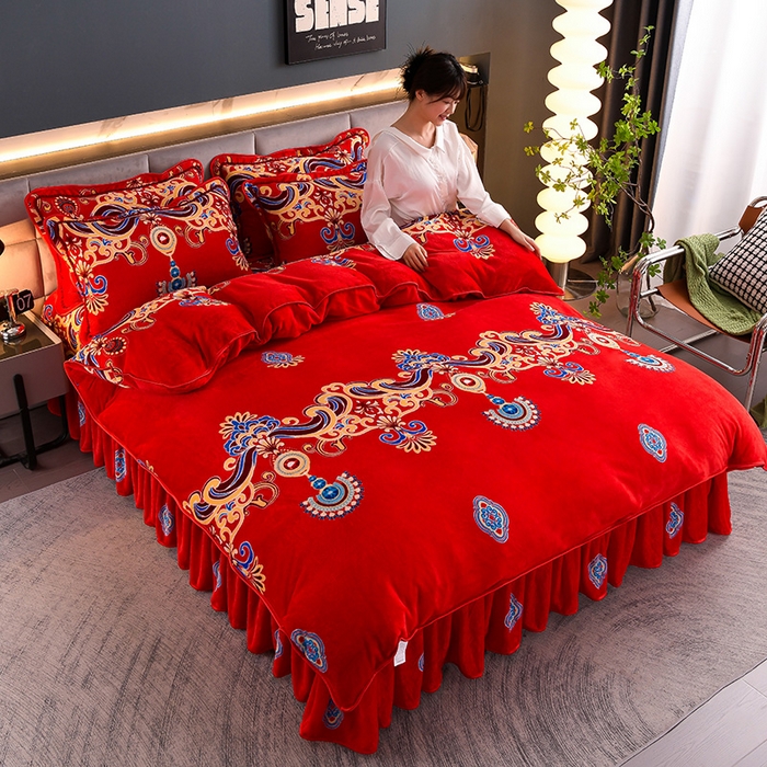 91家纺网 家纺一手货源 找家纺 绒品壹家家纺 2024新款5斤加厚金貂绒四件套 荣华富贵